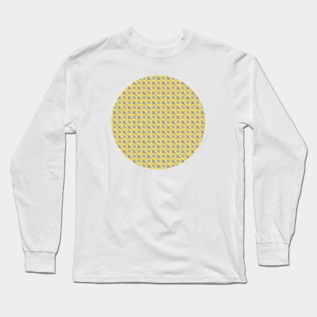 Fine Yellow Daisy Floral Pattern Circle Long Sleeve T-Shirt by ellenhenryart